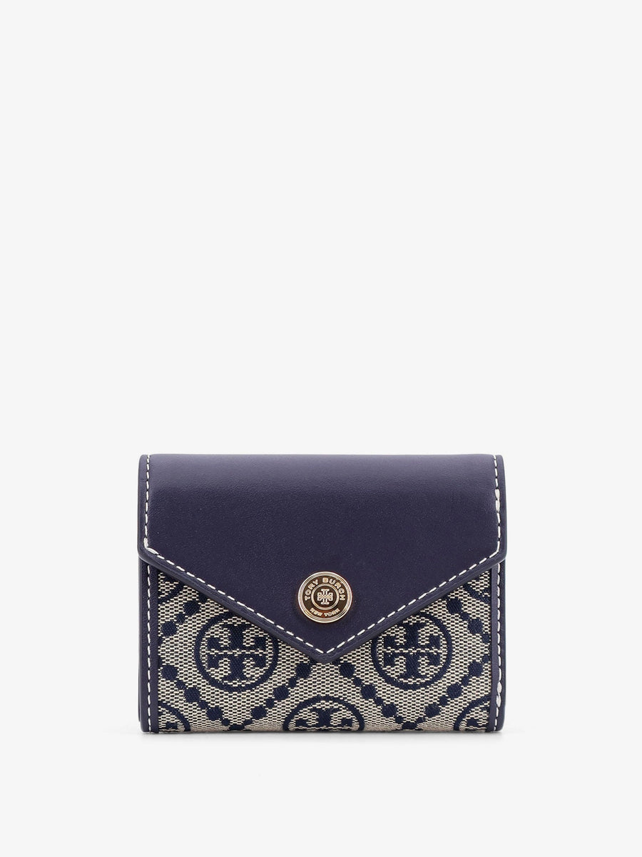 Envelope Wallet T Monogram Blue Leather Leather/cotton/polyester & Purses