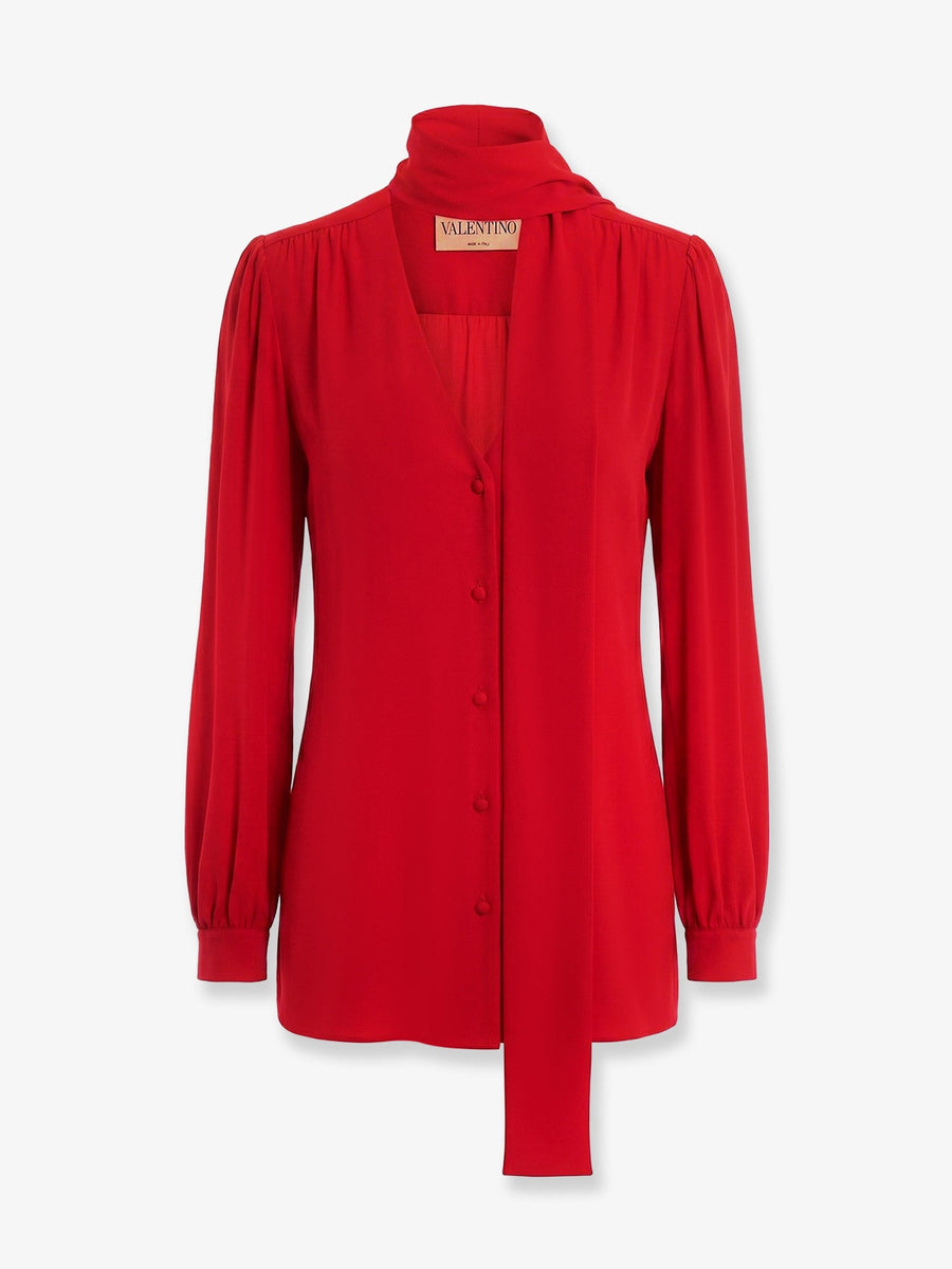 Silk Shirt With Bow Red