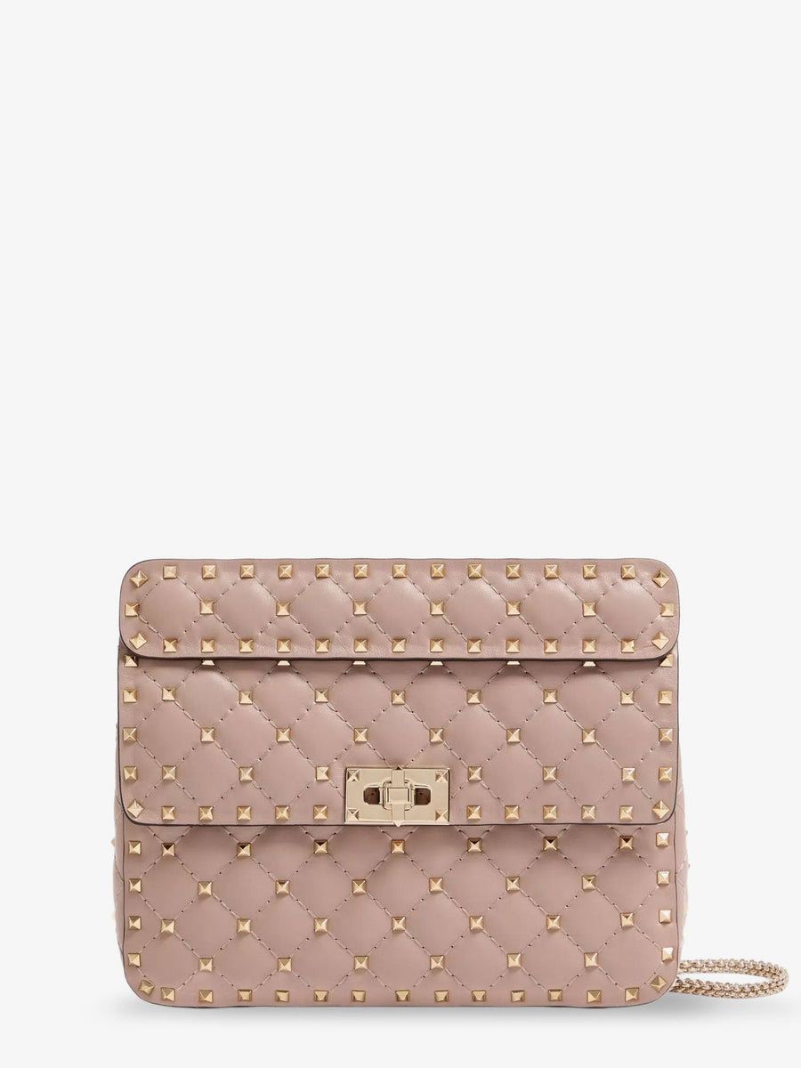 Crossbody Bag Rockstud Spike Beige Leather Shoulder