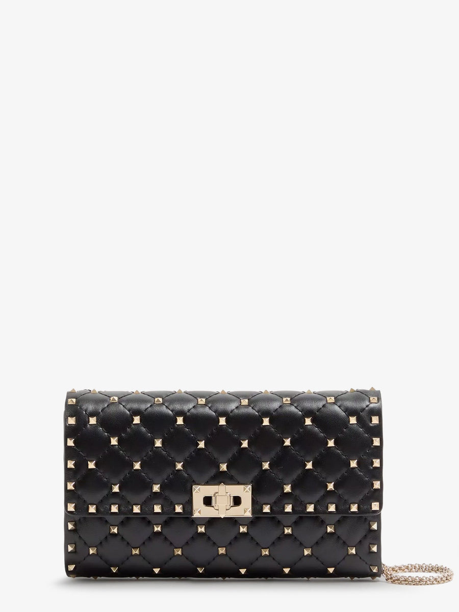 Shoulder Bag Rockstud Spike Leather Black