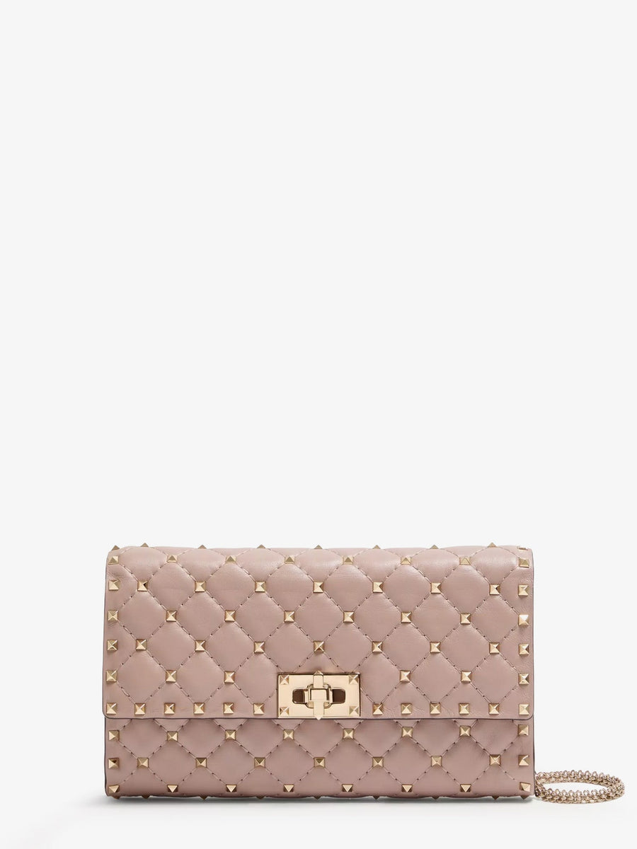 Shoulder Bag Rockstud Spike Beige Leather