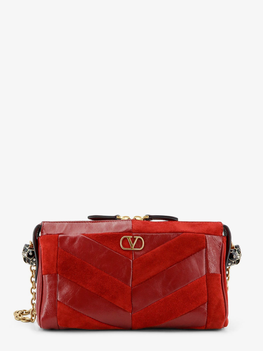 Crossbody Bag Panthea Suede & Leather Red Shoulder