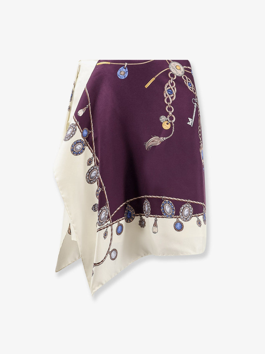 Silk Twill Miniskirt Purple Skirt