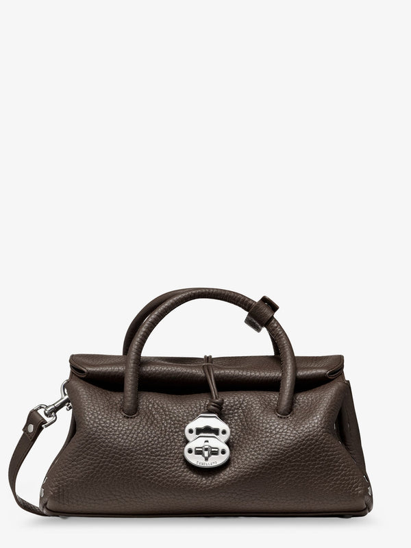 Crossbody Bag Dotta Hammered Leather Grey Shoulder