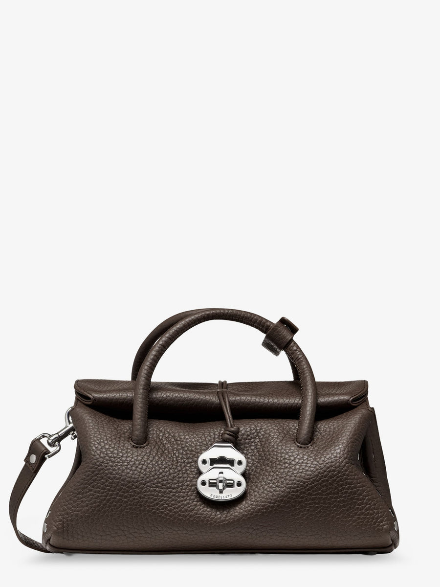Crossbody Bag Dotta Hammered Leather Grey Shoulder