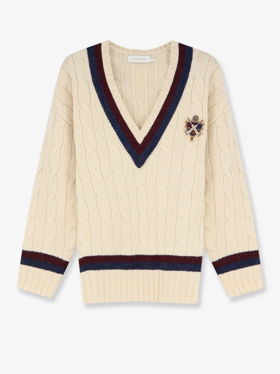 Cable Knit Wool Sweater Valiant Beige
