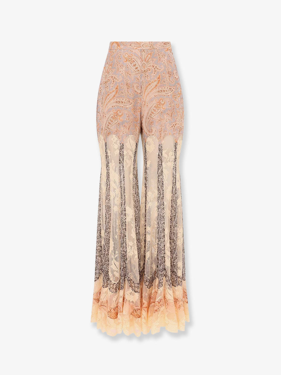 Flare Silk Trousers Valiant Panelled Pink
