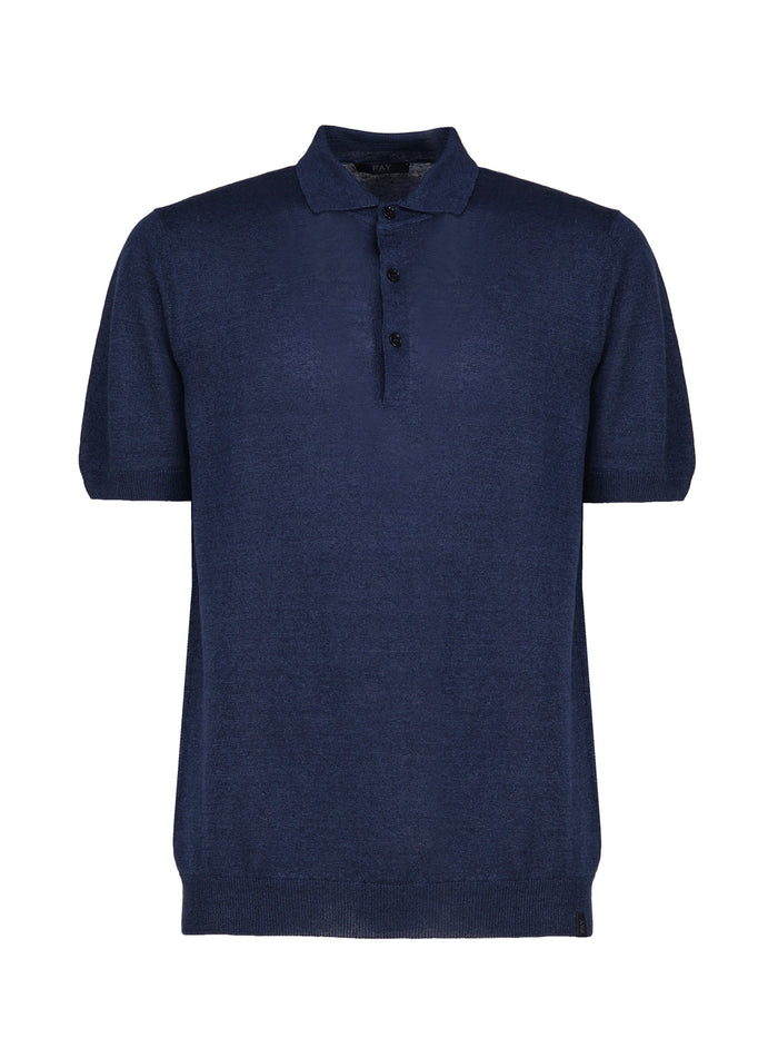 Fay T-Shirts And Polos Blue Linen