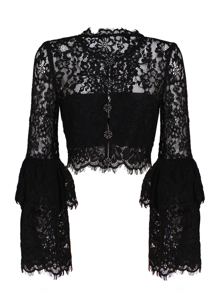 Self-Portrait Top Black Polyester
