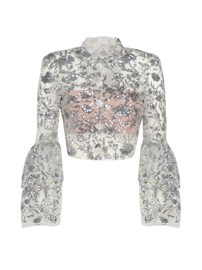 Self-Portrait Top Champagne Polyester