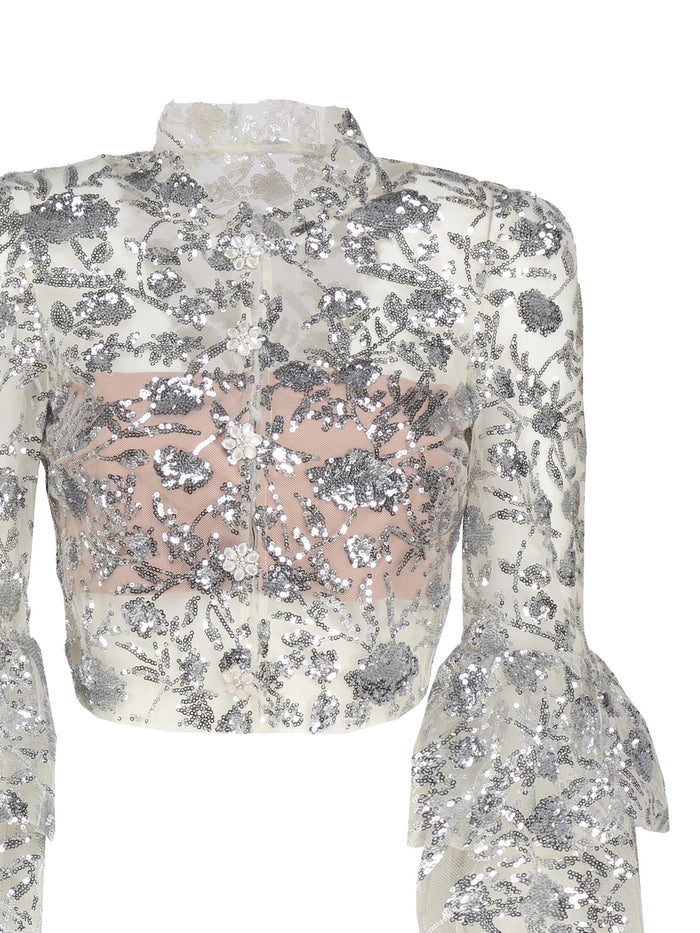 Self-Portrait Top Champagne Polyester