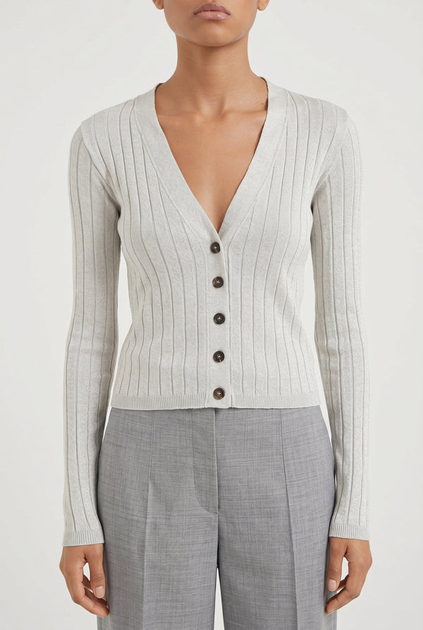 Brunello Cucinelli Womens Light Grey Silk Sweater Ivory