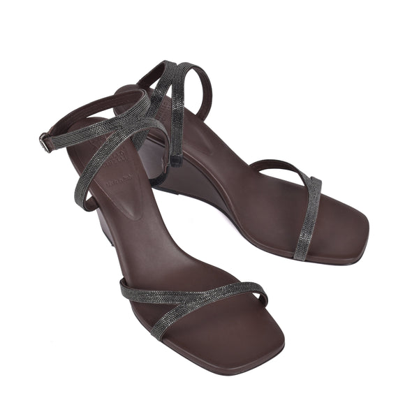 Brunello Cucinelli Womens Dark Brown Leather Sandals