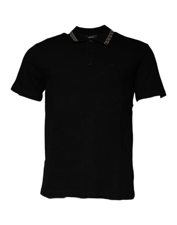 Versace 80% Viscose 20% Polyester polo in black