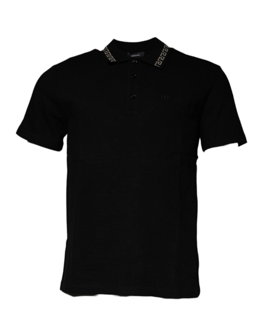 Versace 80% Viscose 20% Polyester polo in black