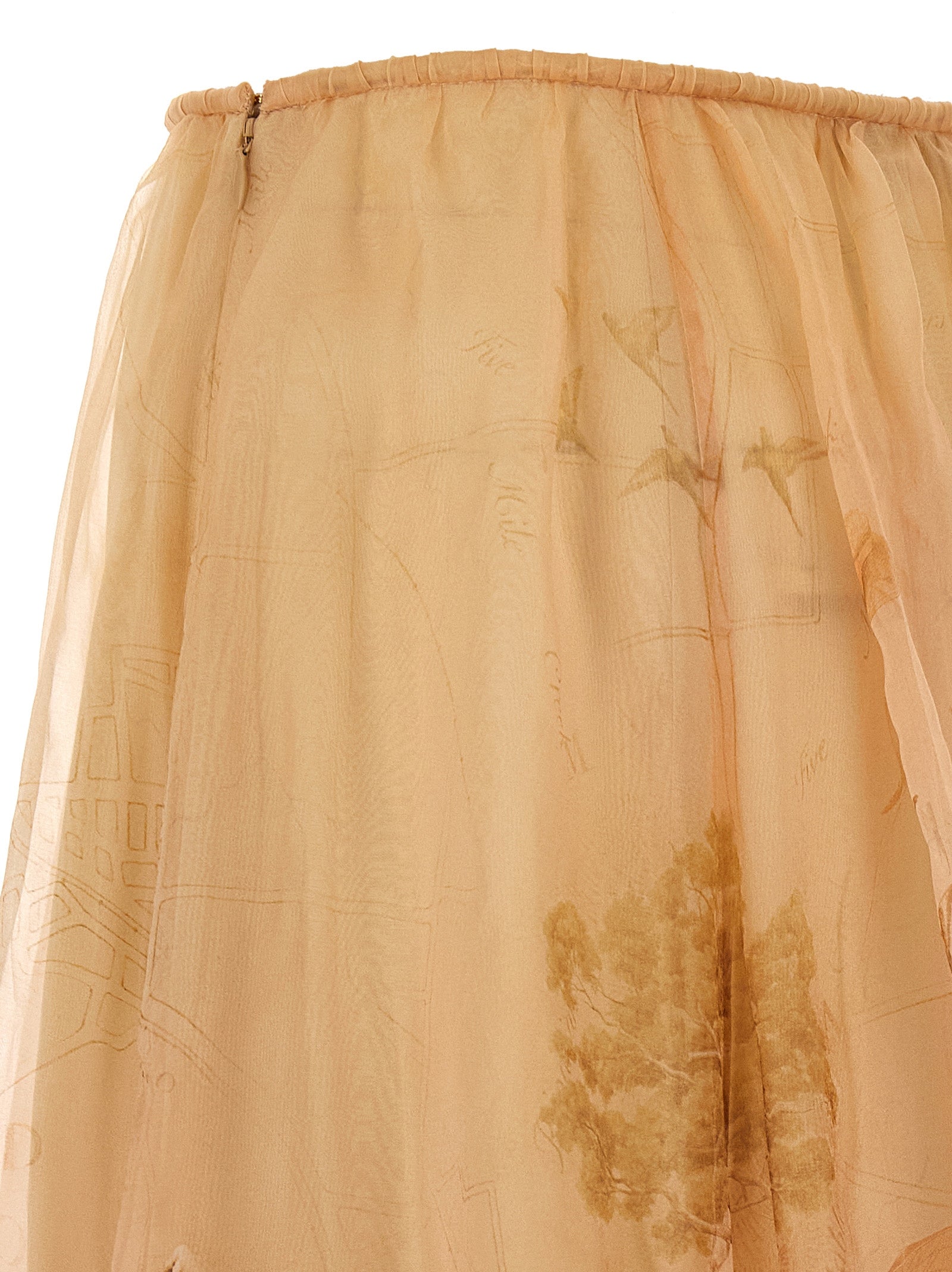 Hypnotic Organza Maxi skirt Beige Silk