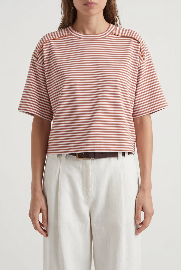 Brunello Cucinelli Womens Rust Striped Relaxed Shirt
