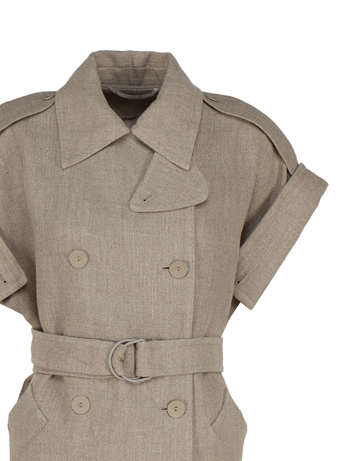 Max Mara Coats Beige Silk