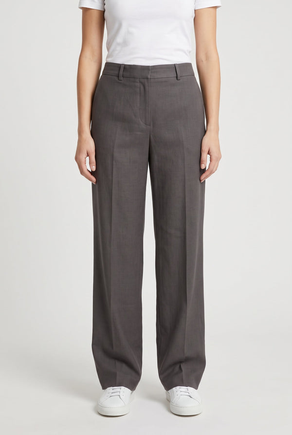 Brunello Cucinelli Womens Dark Grey Relaxed Trousers Charcoal