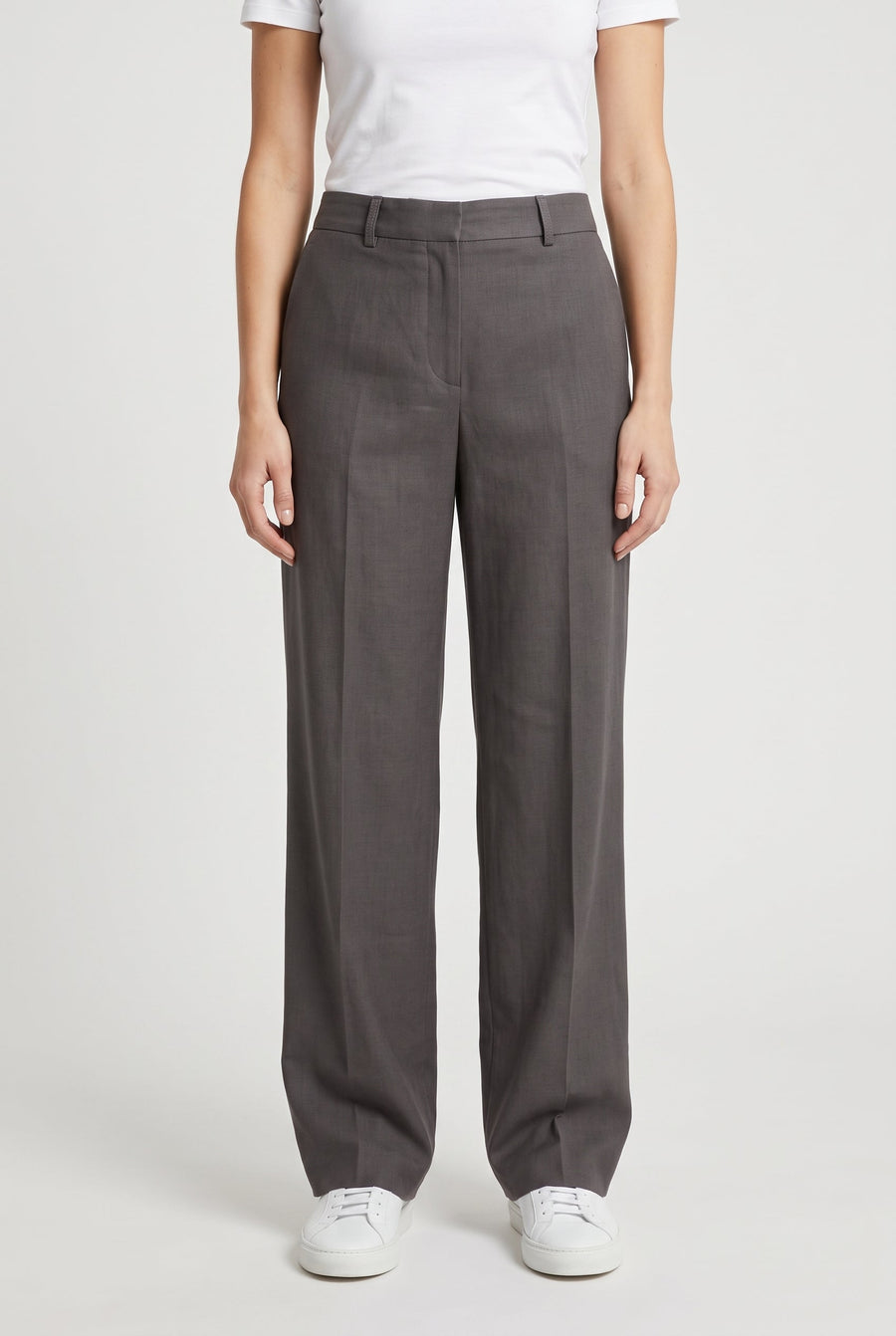 Brunello Cucinelli Womens Dark Grey Relaxed Trousers Charcoal