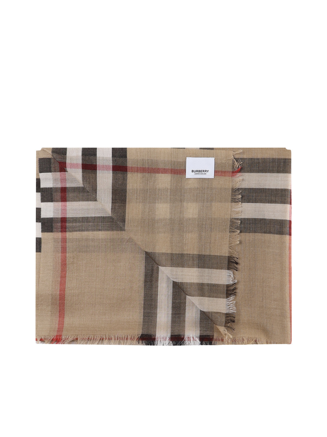 Burberry Scarfs Beige Wool Mulberry Silk