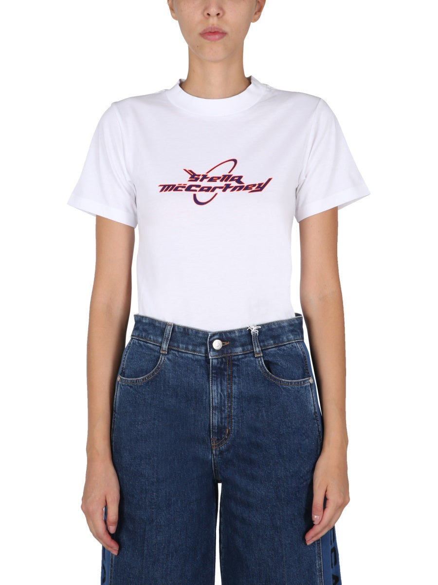 T-Shirt With Logo Print White Cotton T-shirts