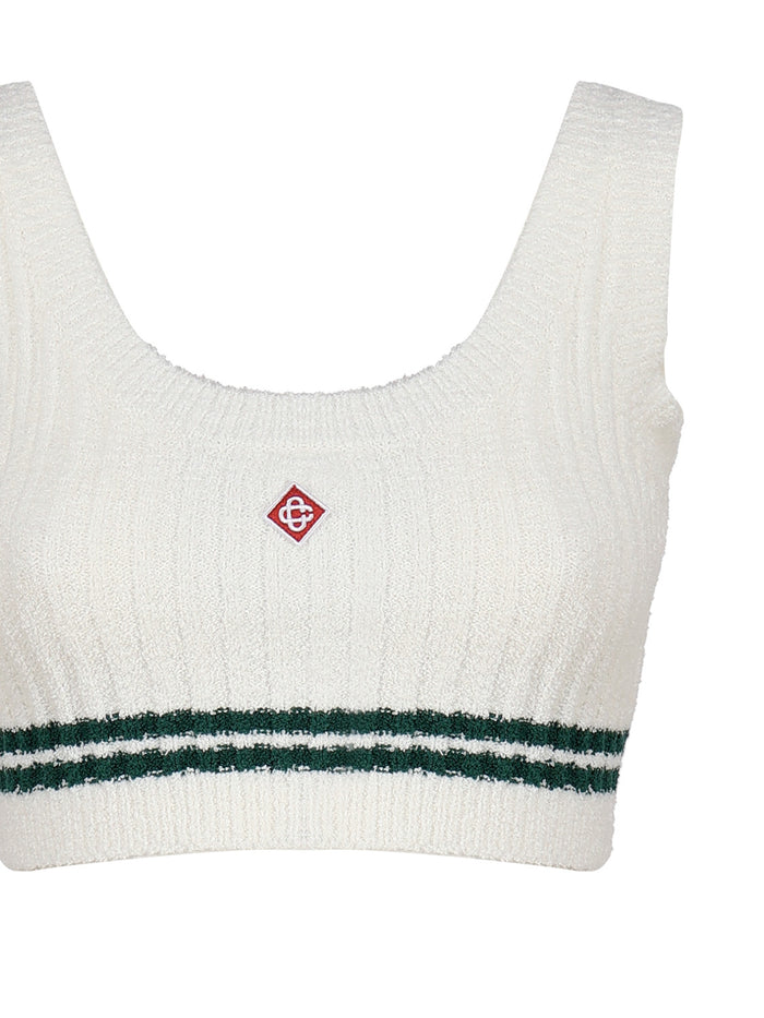 Casablanca Top White, Green Viscose