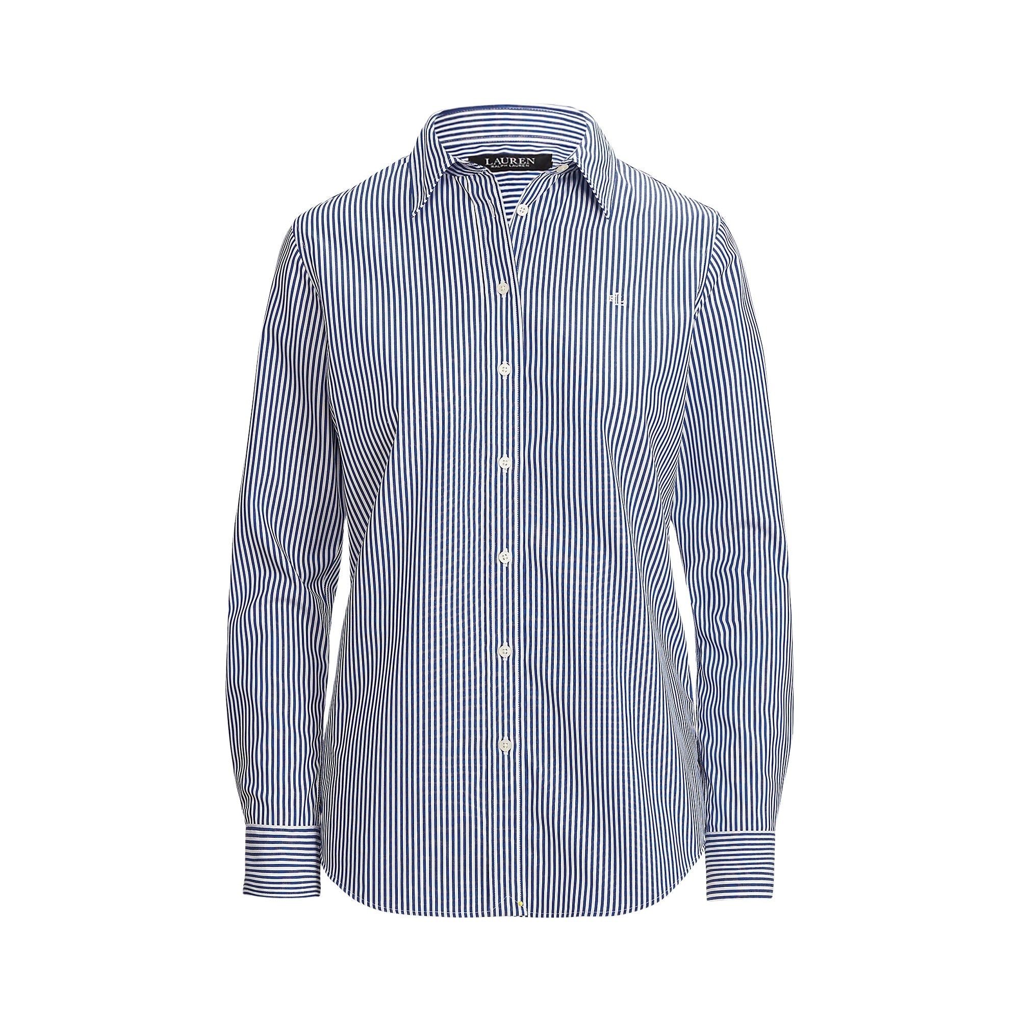 Jamelko Long Sleeve Button Front Shirt Blue Cotton Elastane