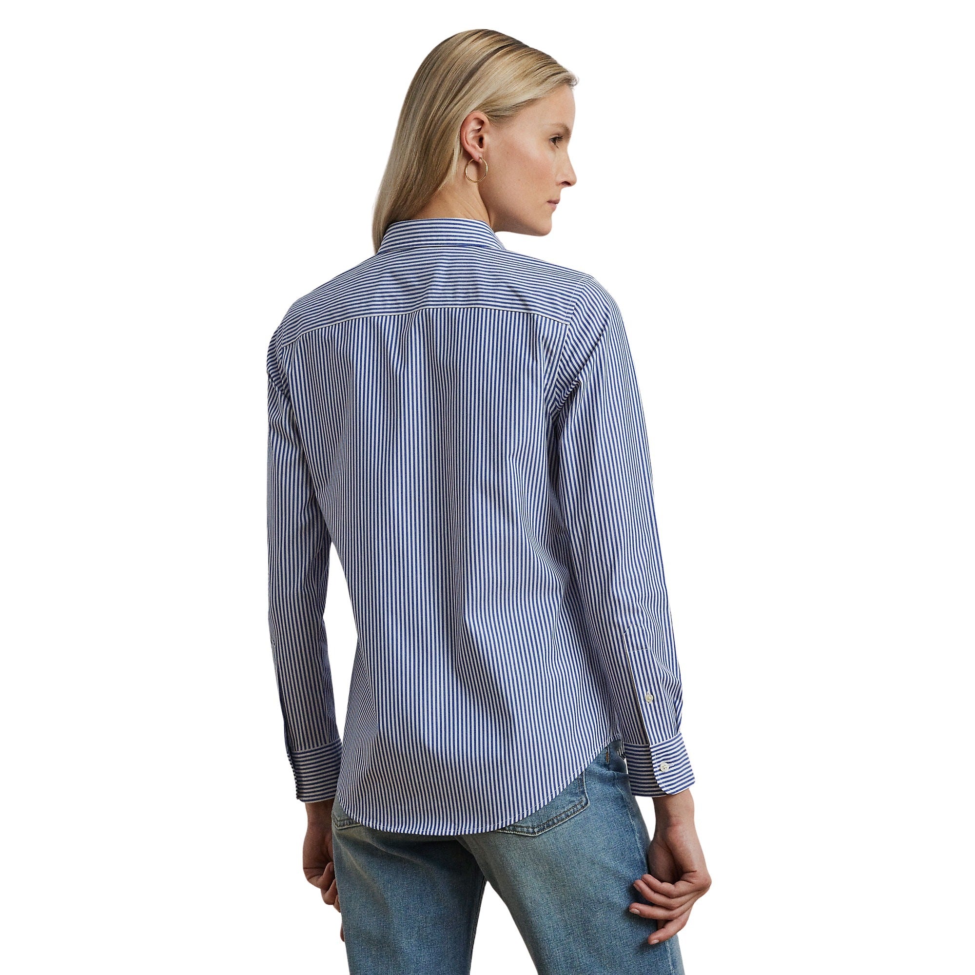 Jamelko Long Sleeve Button Front Shirt Blue Cotton Elastane