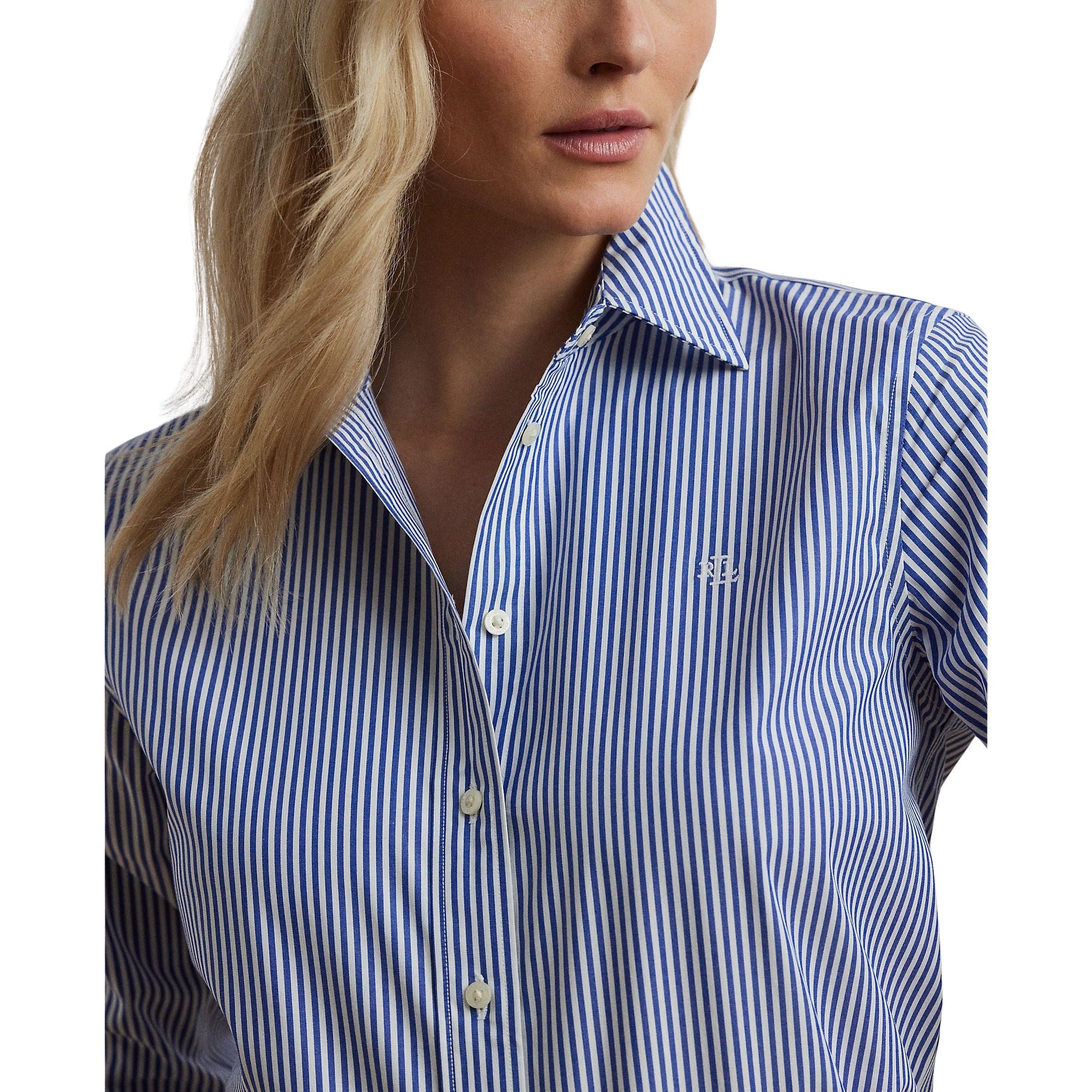 Jamelko Long Sleeve Button Front Shirt Blue Cotton Elastane