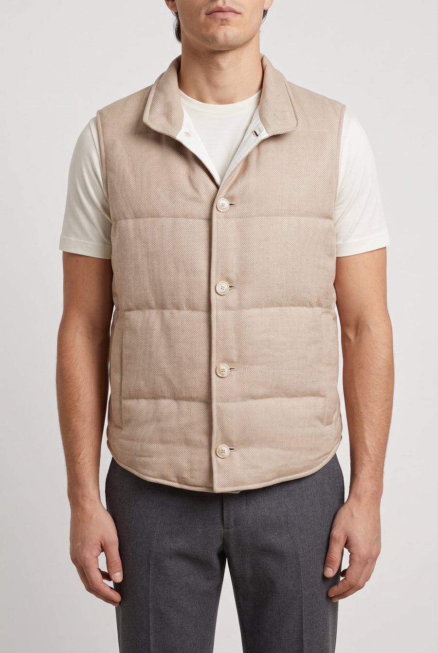 Brunello Cucinelli Mens Beige Wool Blend Vest