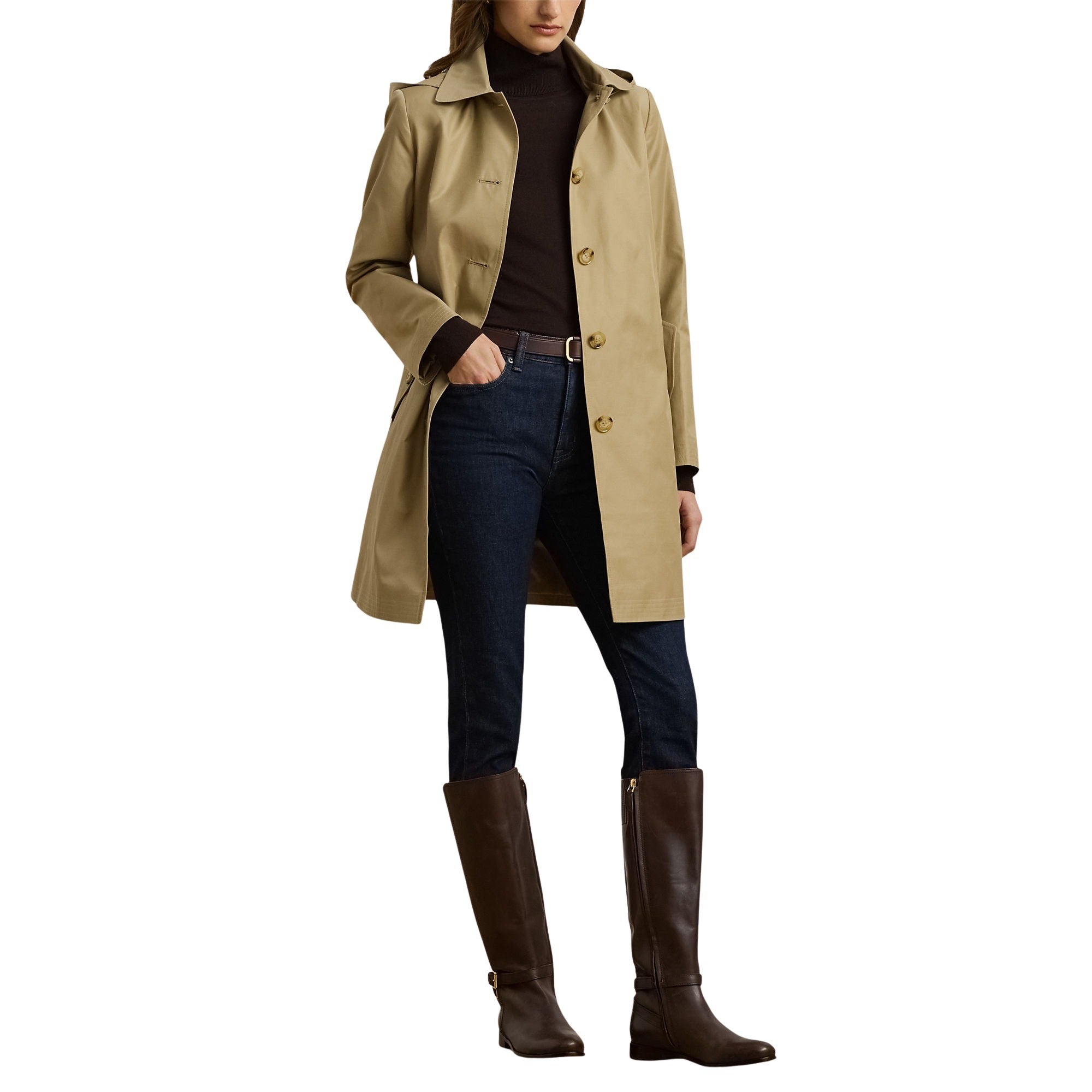 Sb Rn 34 Lined Coat Brown Cotton Polyester