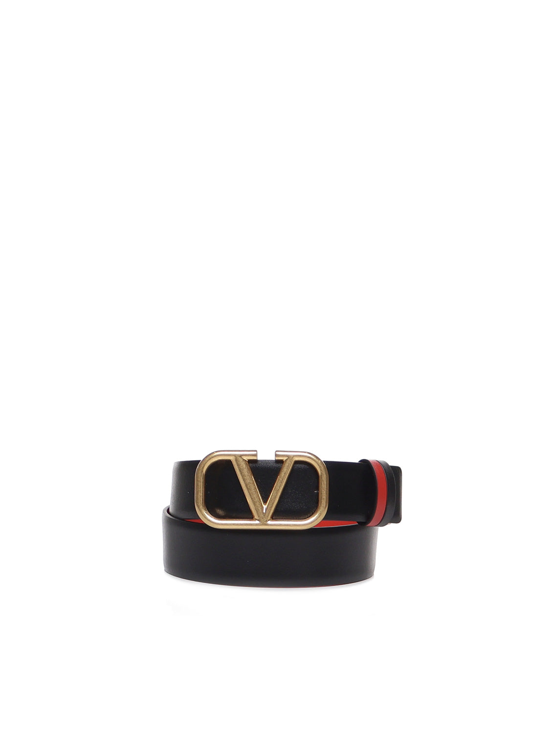 Valentino Garavani Belts Black, Red Calfskin