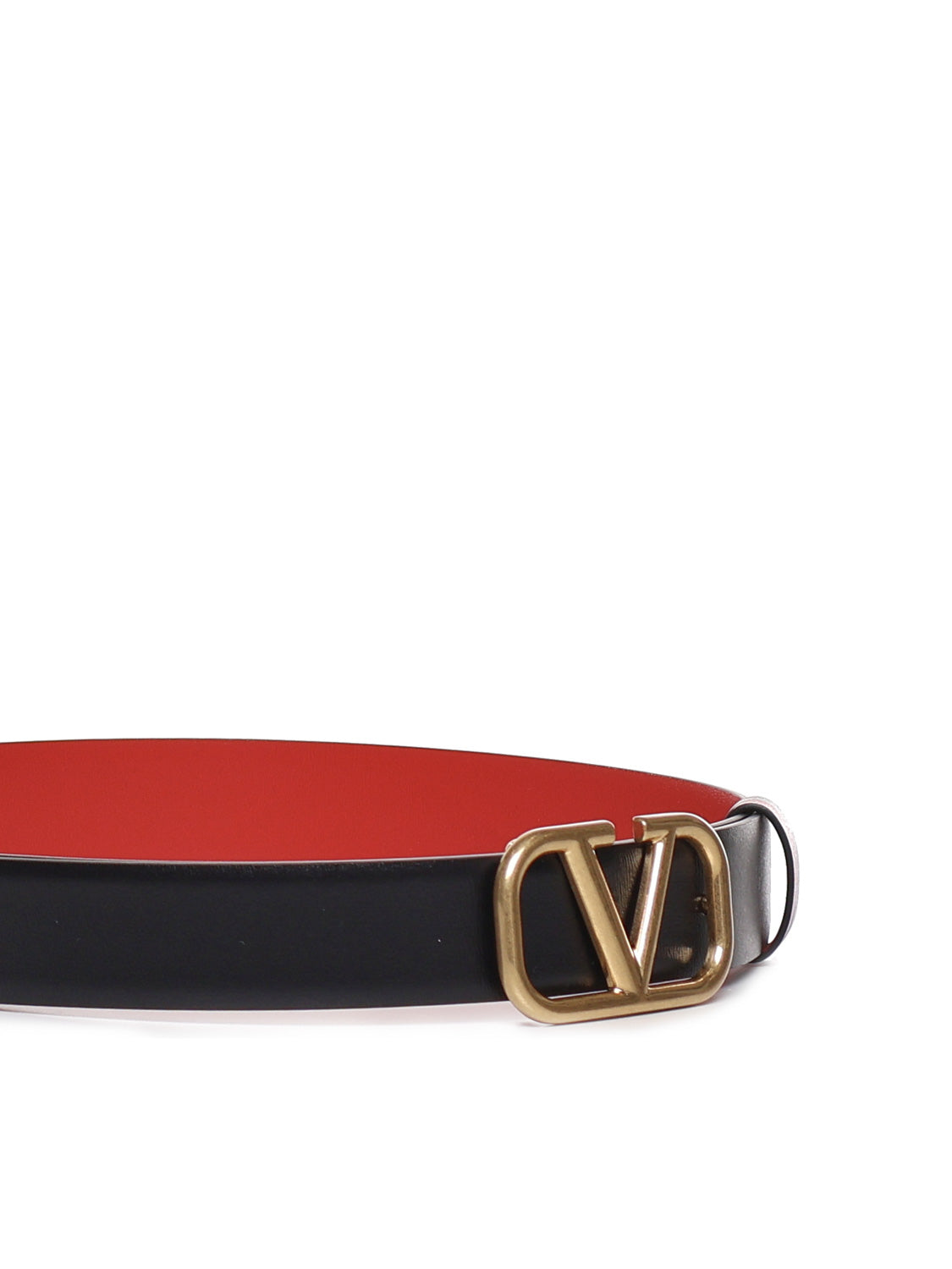Valentino Garavani Belts Black, Red Calfskin