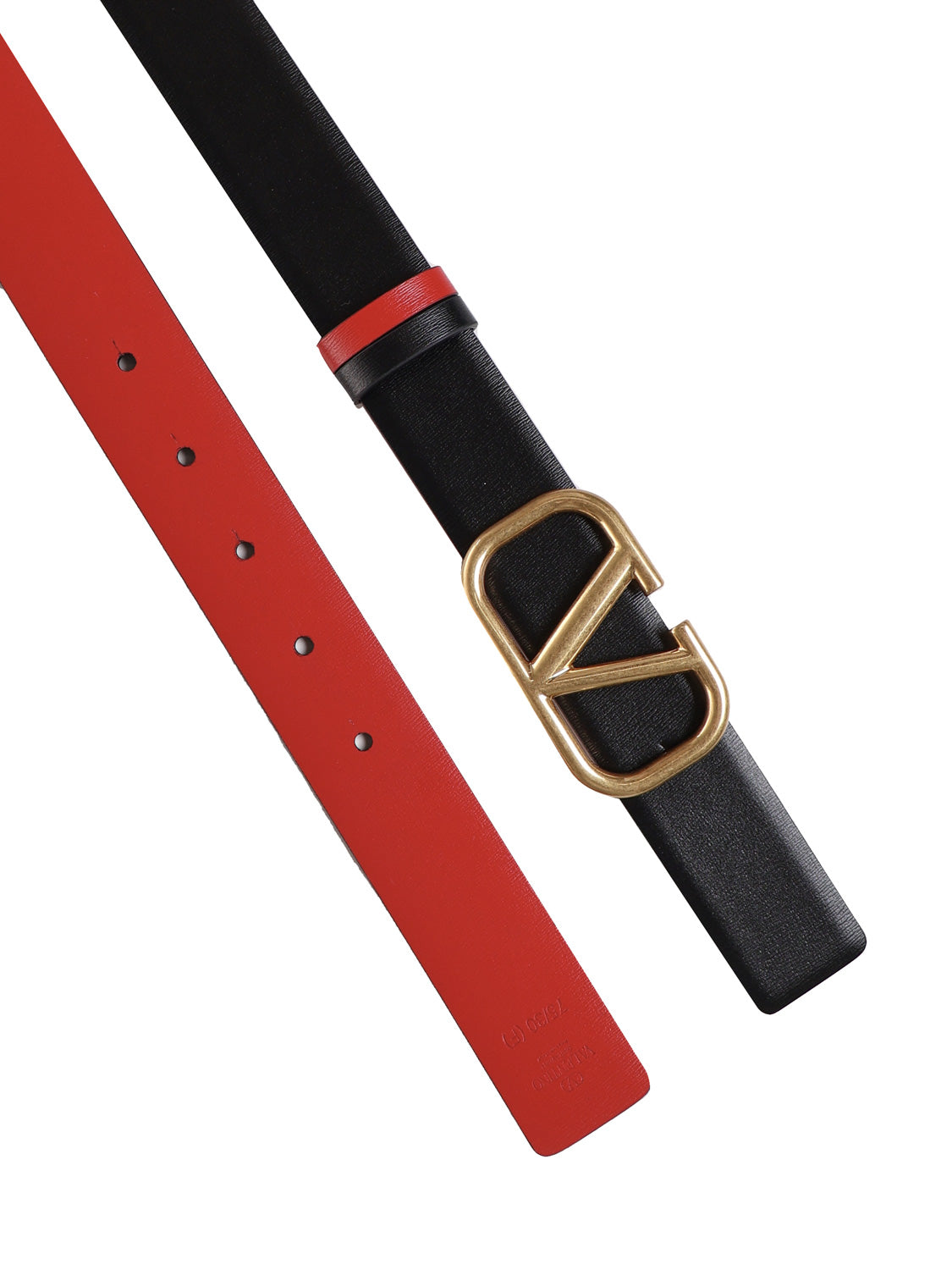 Valentino Garavani Belts Black, Red Calfskin