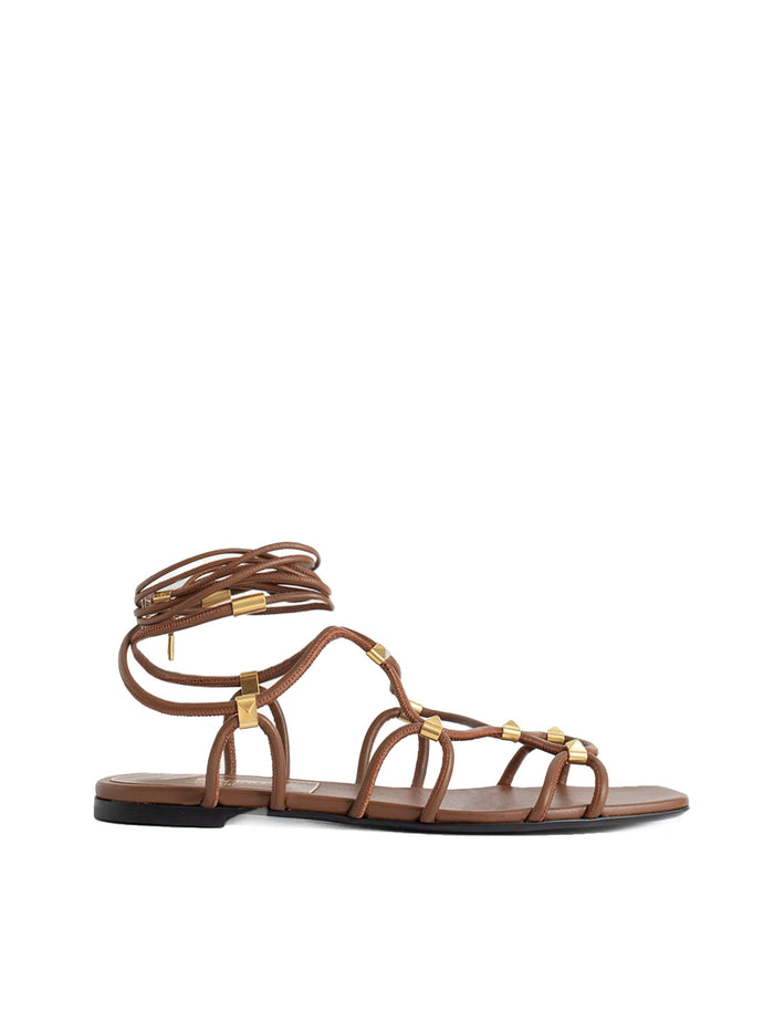 Valentino Garavani Sandals Tan Brown Calfskin
