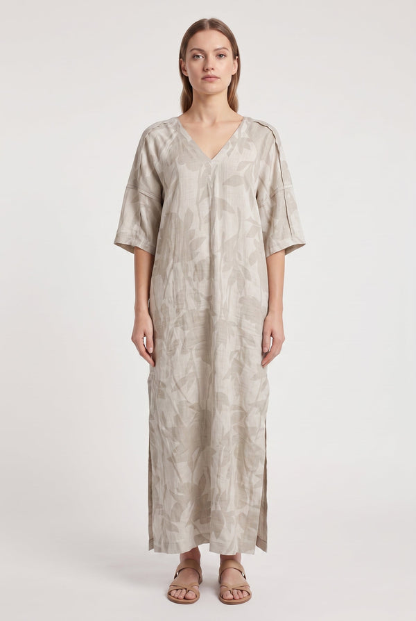 Brunello Cucinelli Womens Natural Linen Relaxed Dress Ecru