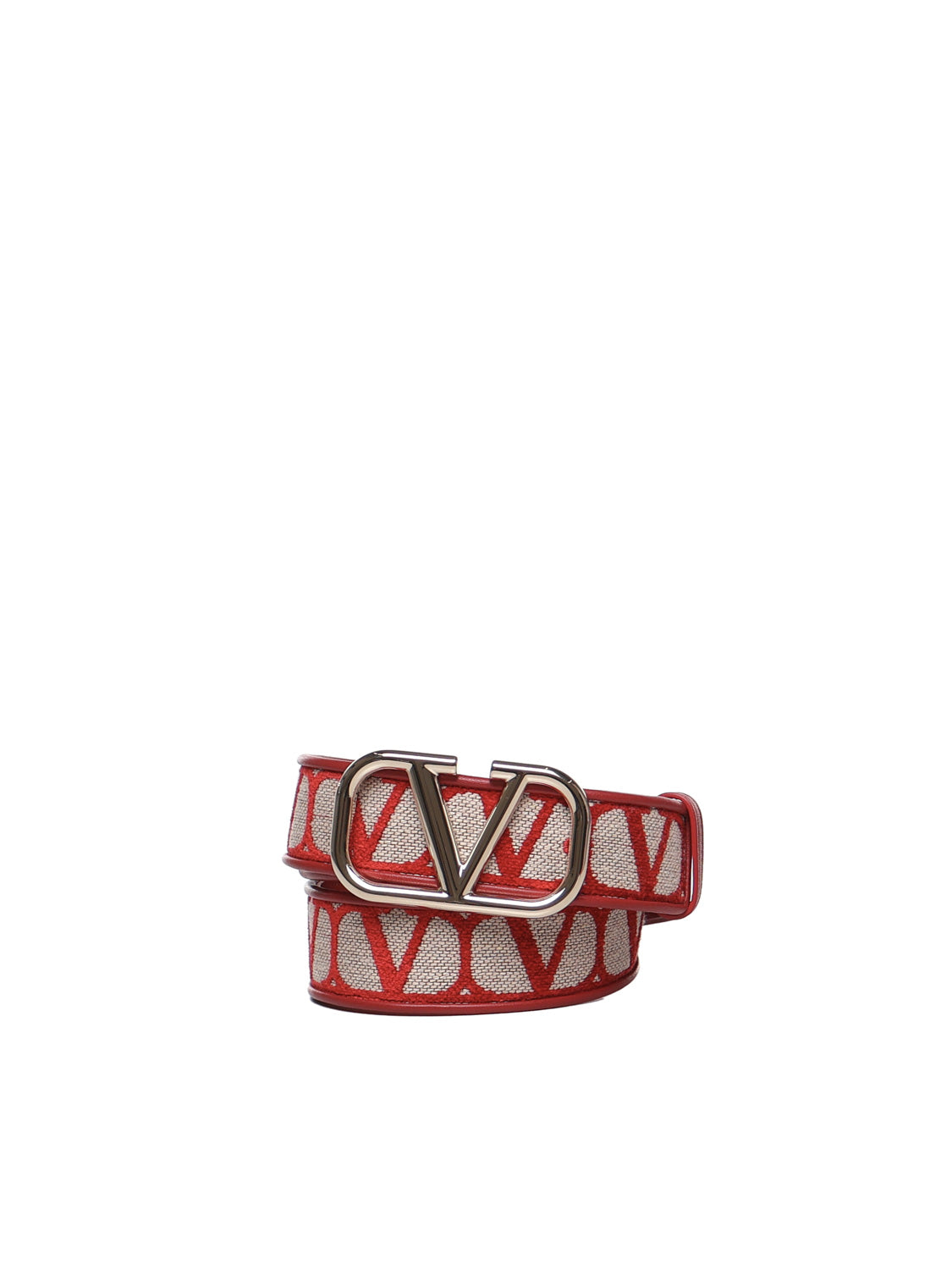 Valentino Garavani Belts Beige, Red Fabric