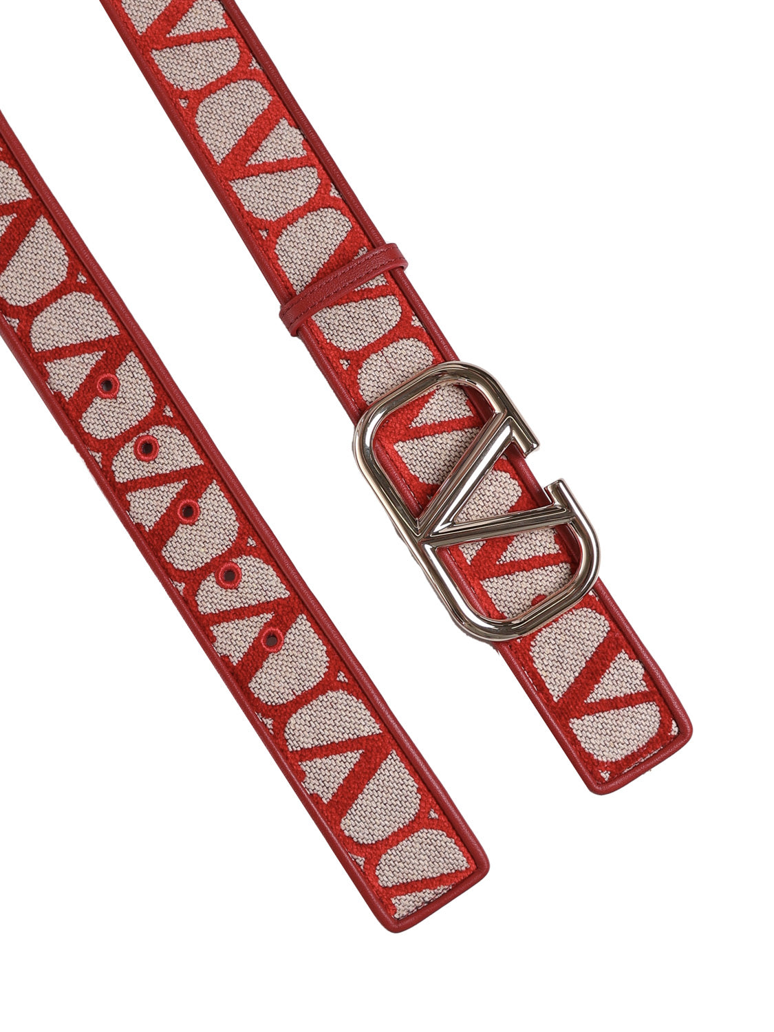 Valentino Garavani Belts Beige, Red Fabric