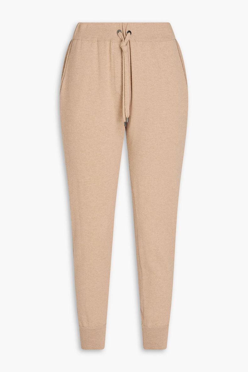 Brunello Cucinelli Womens Light Brown Wool Jogger Trousers
