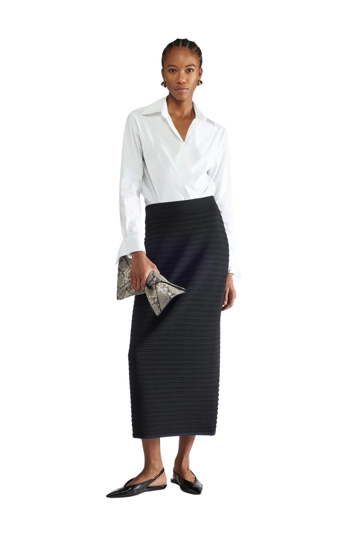 Striped Pattern Skirt Black Vi Pa