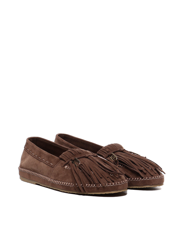 Fendi Flat Shoes Brown Calfskin