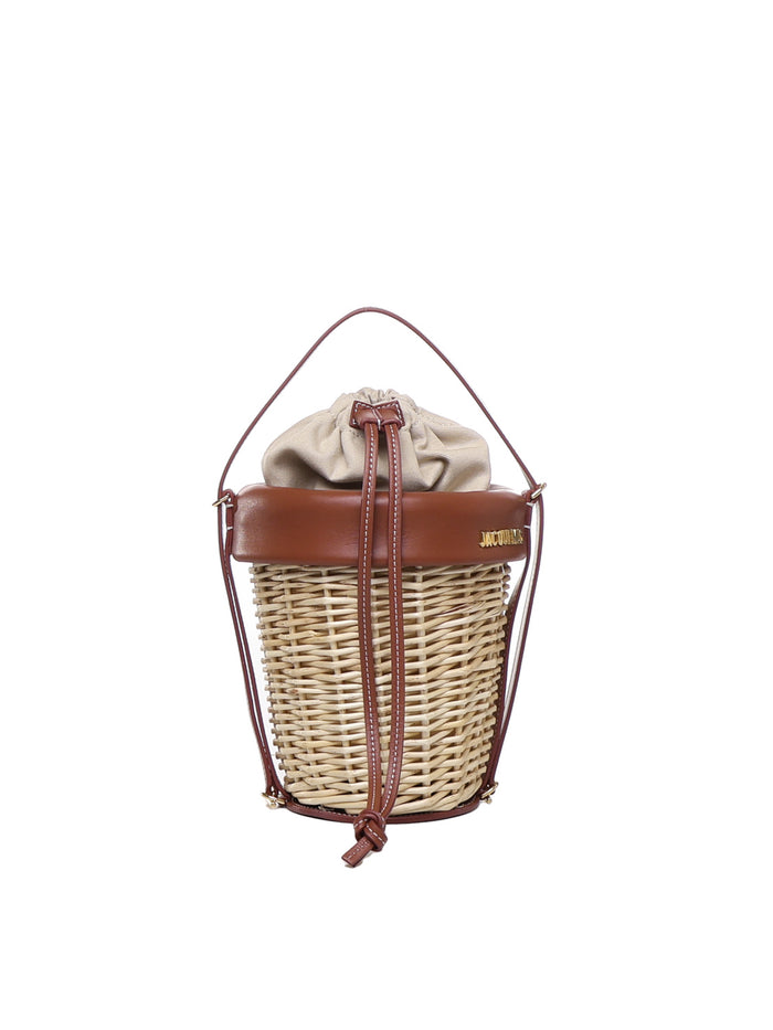 Jacquemus Bags Brown Wicker And Cowskin