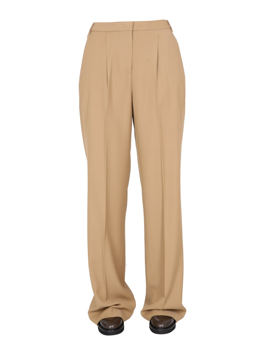 Gabardine Trousers Beige Viscose Wool Elastane