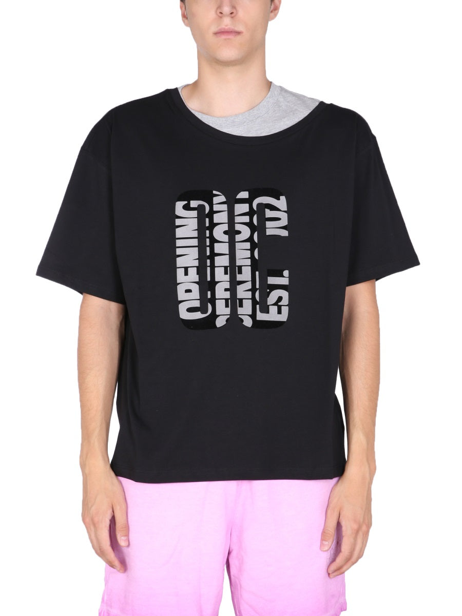 Double Collar T-Shirt Black Cotton T-shirts