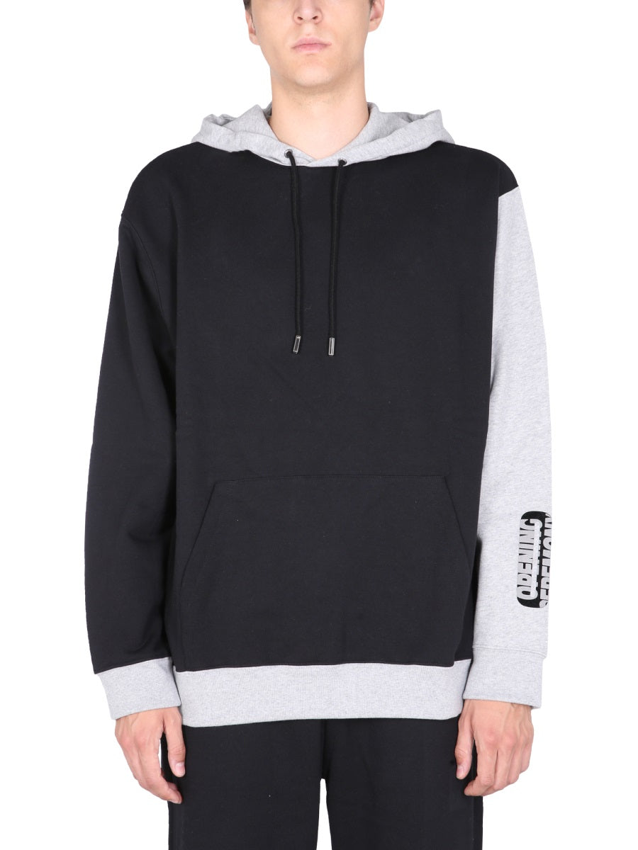Sweatshirt With Flocked Logo Black Cotton Sweatshirts