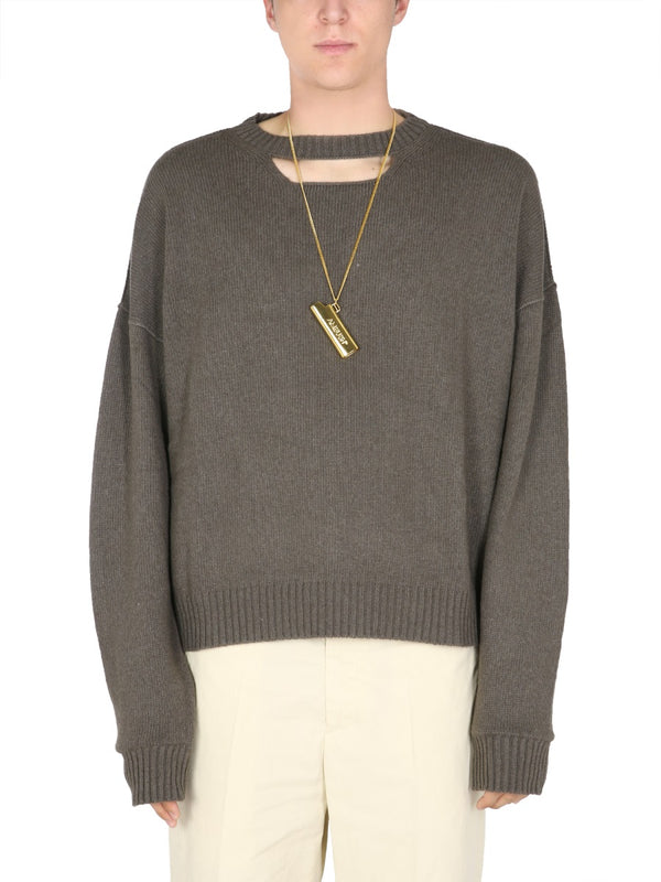 Oversize Fit Sweater Military Green Cashmere Jumpers