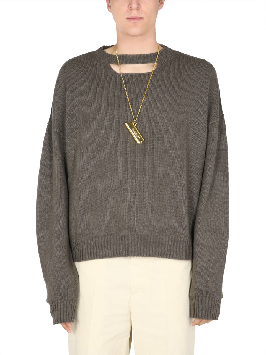 Oversize Fit Sweater Military Green Cashmere Jumpers