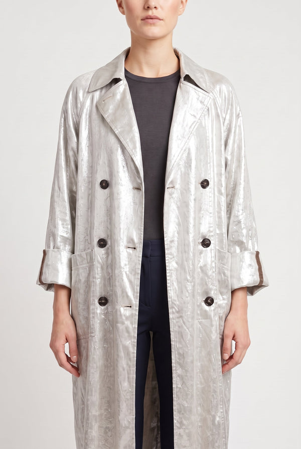 Brunello Cucinelli Womens Light Silver Long Coat Grey Clothing