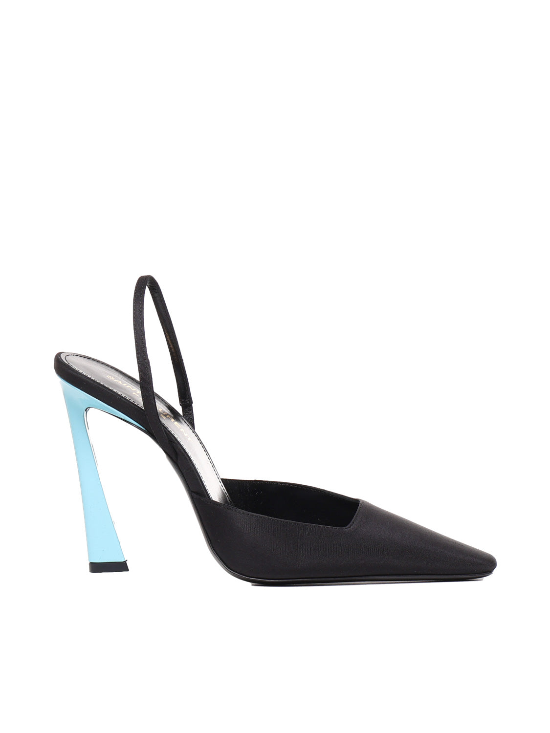 Saint Laurent With Heel Black, Sky Blue Silk